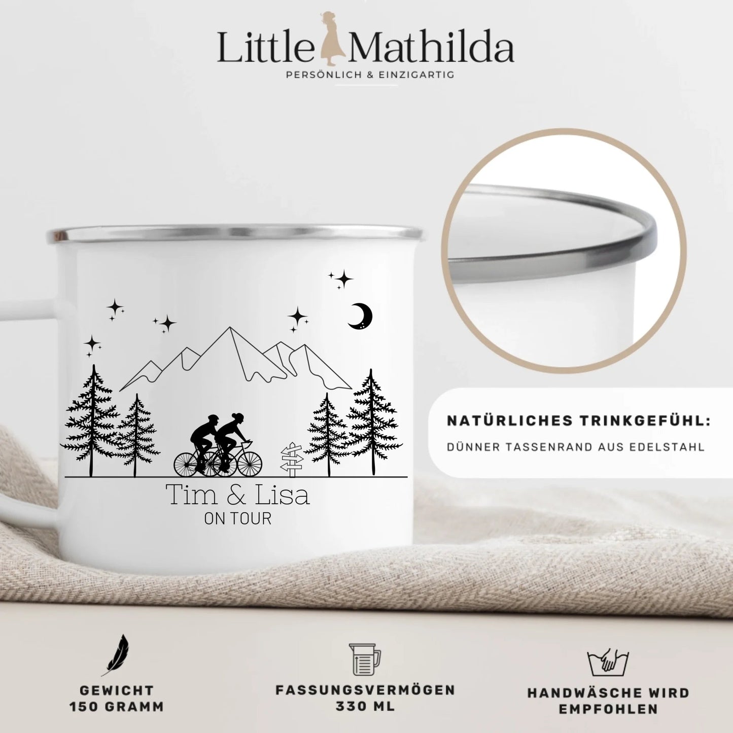 Emaille Camping Tasse Rennrad Fahrer Little Mathilda Little Mathilda Emaille Tasse