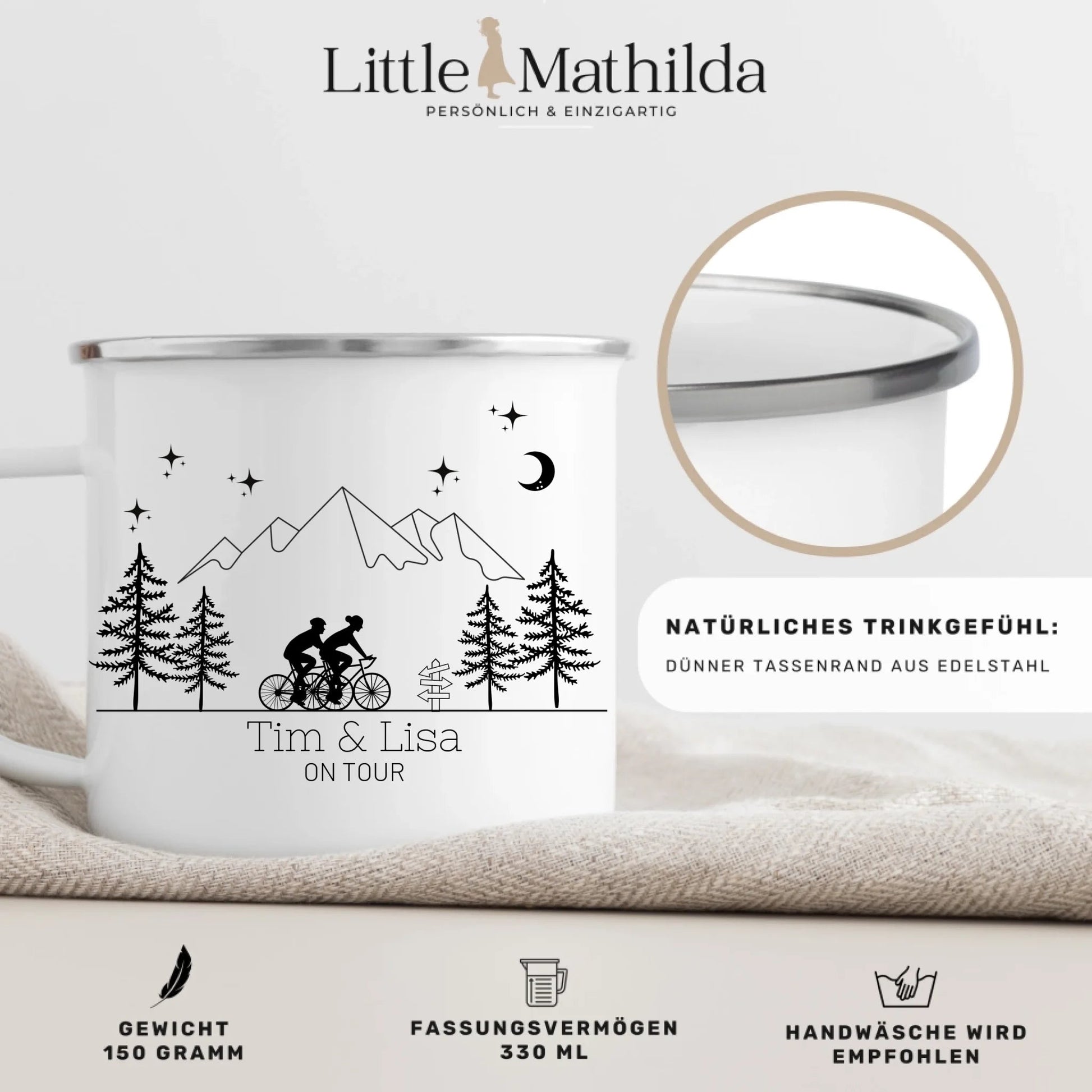 Emaille Camping Tasse Rennrad Fahrer Little Mathilda Little Mathilda Emaille Tasse