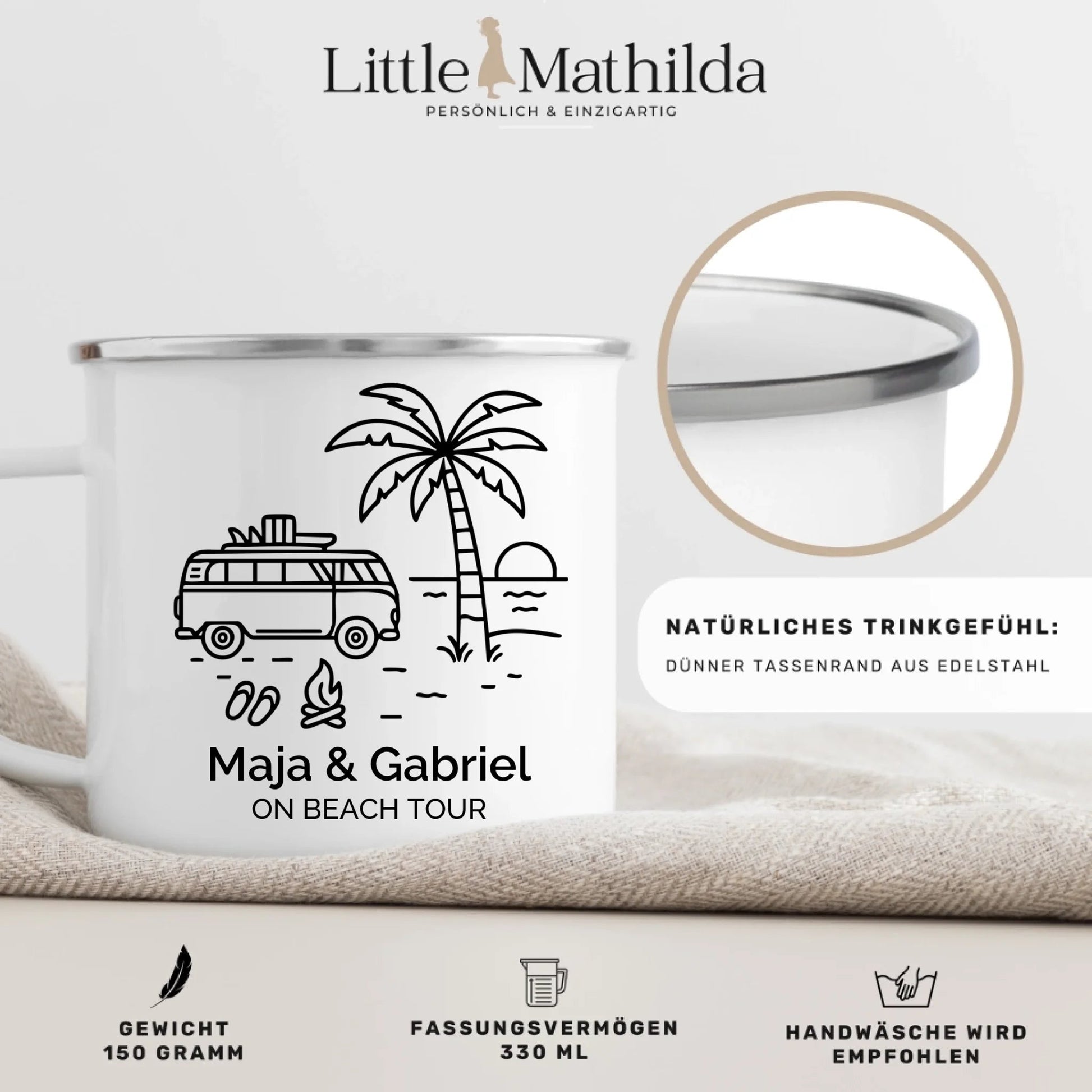 Emaille Camping Tasse Sommerurlaub Little Mathilda Little Mathilda Emaille Tasse