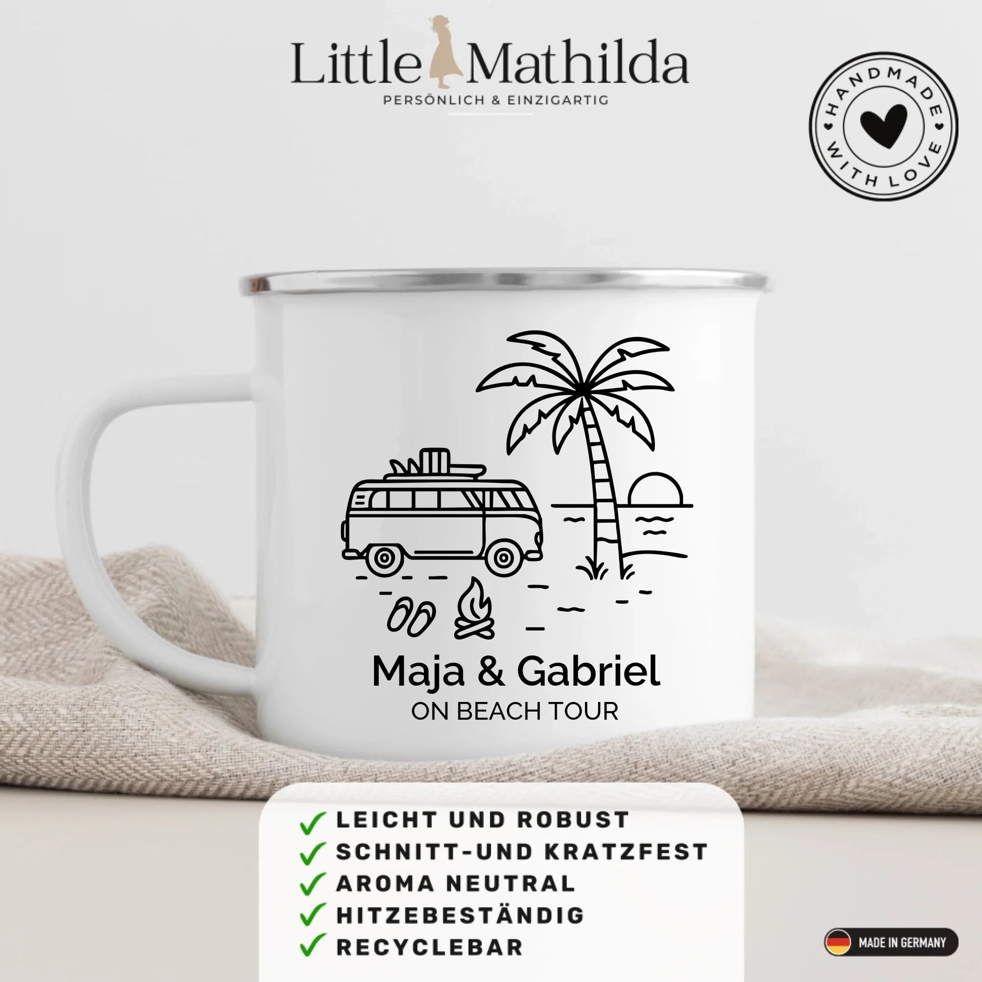 Emaille Camping Tasse Sommerurlaub Little Mathilda Little Mathilda Emaille Tasse