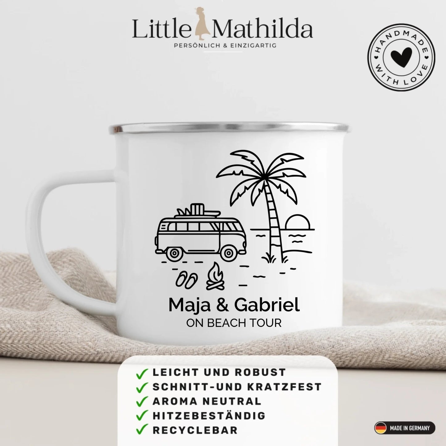 Emaille Camping Tasse Sommerurlaub Little Mathilda Little Mathilda Emaille Tasse