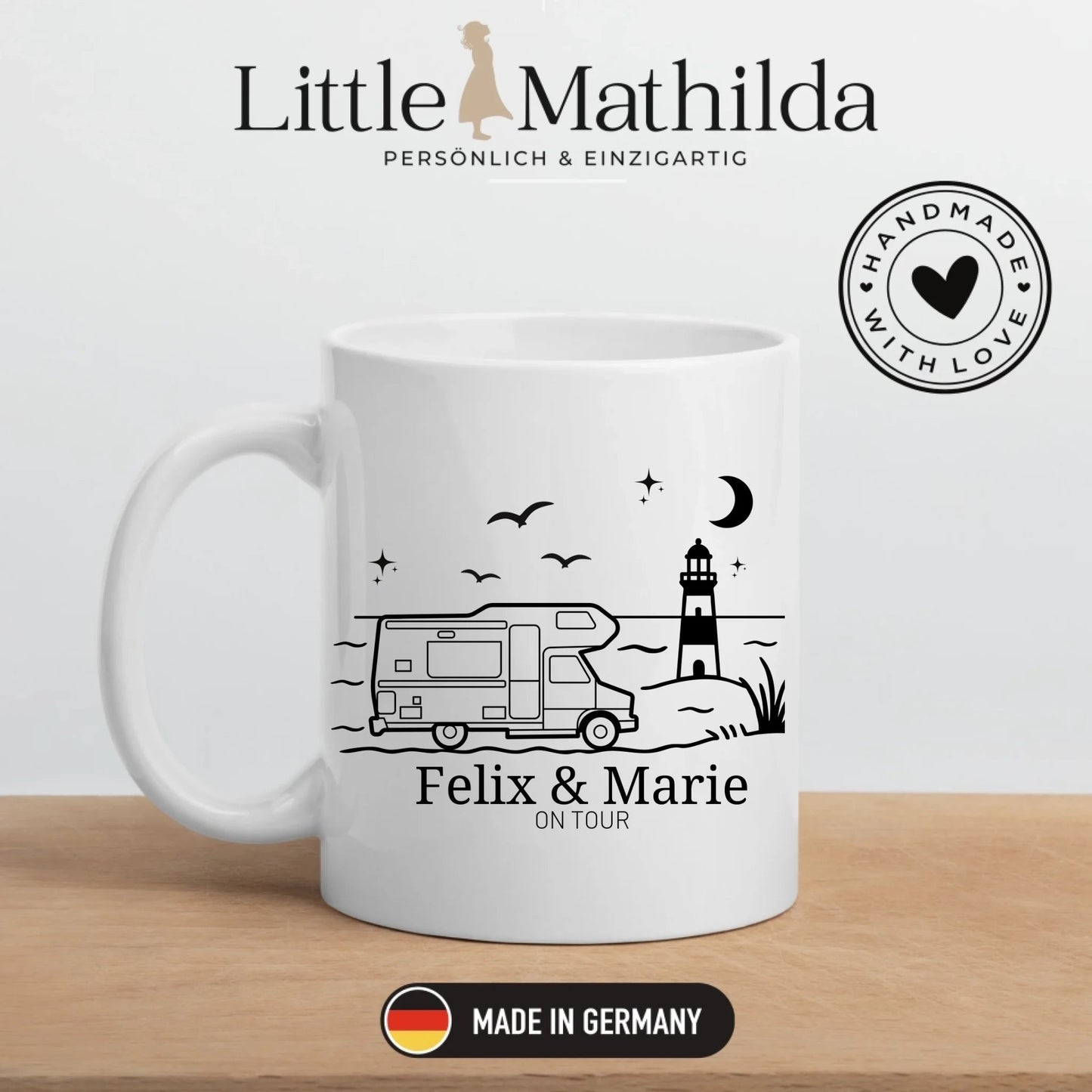 Emaille Camping Tasse Wohnwagen am Meer Little Mathilda Little Mathilda Emaille Tasse