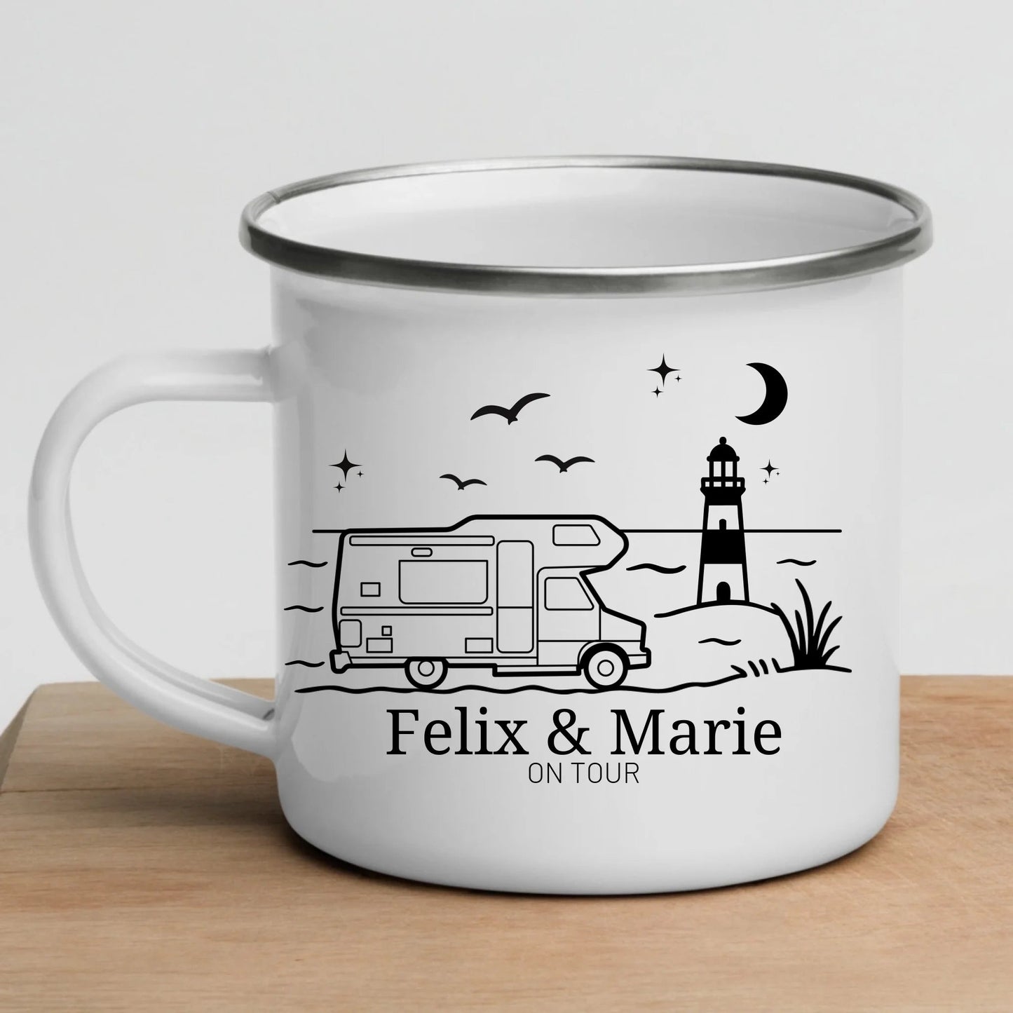 Emaille Camping Tasse Wohnwagen am Meer Little Mathilda Little Mathilda Emaille Tasse