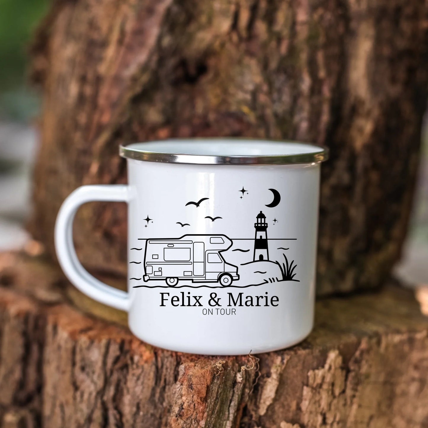 Emaille Camping Tasse Wohnwagen am Meer Little Mathilda Little Mathilda Emaille Tasse