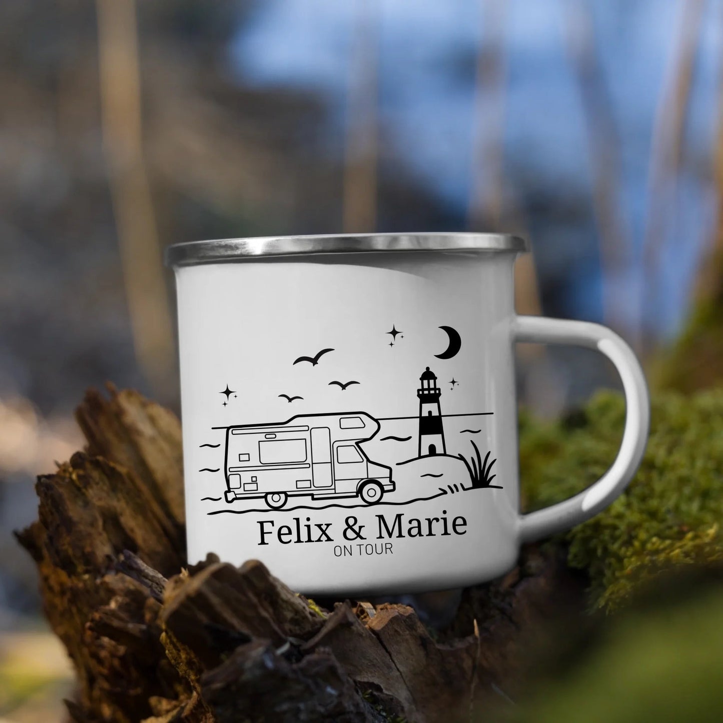Emaille Camping Tasse Wohnwagen am Meer Little Mathilda Little Mathilda Emaille Tasse