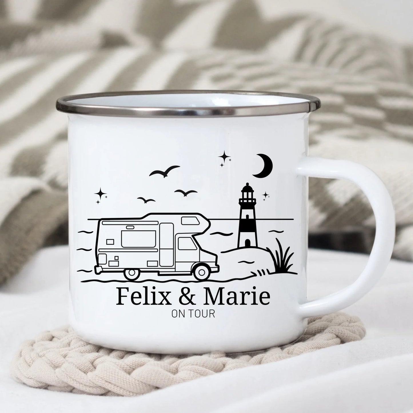 Emaille Camping Tasse Wohnwagen am Meer Little Mathilda Little Mathilda Emaille Tasse