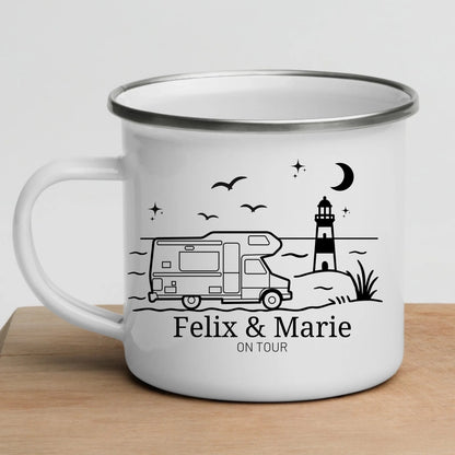 Emaille Camping Tasse Wohnwagen am Meer Little Mathilda Little Mathilda Emaille Tasse