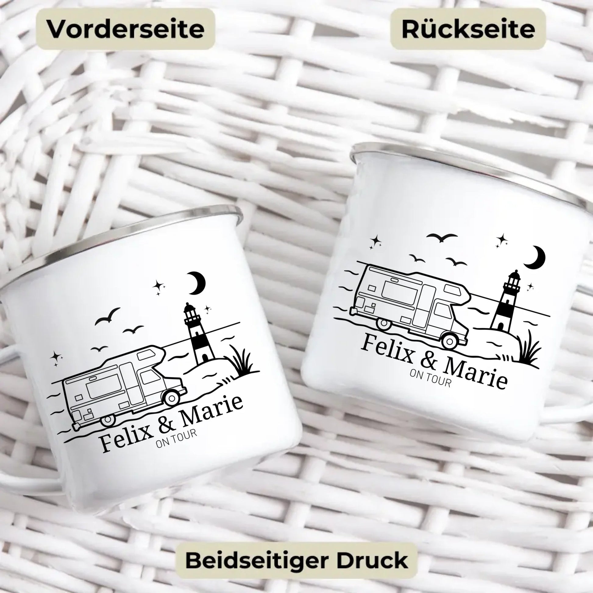 Emaille Camping Tasse Wohnwagen am Meer Little Mathilda Little Mathilda Emaille Tasse