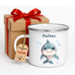 Emaille Kindertasse mit Namen personalisiert, Meerestiere Wal und Hai Little Mathilda Little Mathilda Emaille Tasse