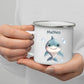 Emaille Kindertasse mit Namen personalisiert, Meerestiere Wal und Hai Little Mathilda Little Mathilda Emaille Tasse