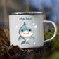 Emaille Kindertasse mit Namen personalisiert, Meerestiere Wal und Hai Little Mathilda Little Mathilda Emaille Tasse