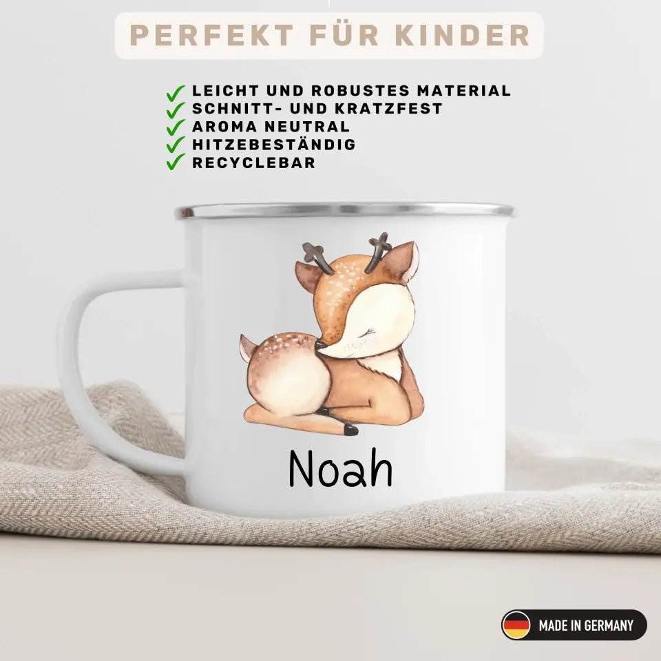 Emaille Kindertasse Waldtiere mit Namen Little Mathilda Little Mathilda Emaille Tasse