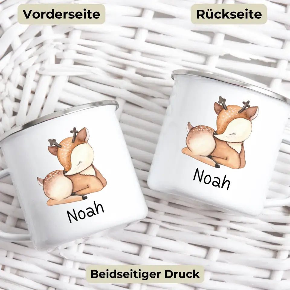 Emaille Kindertasse Waldtiere mit Namen Little Mathilda Little Mathilda Emaille Tasse