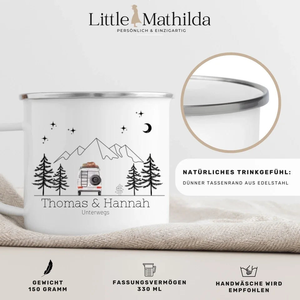 Emaille Tasse "Aquarell Camper" Little Mathilda Little Mathilda Emaille Tasse