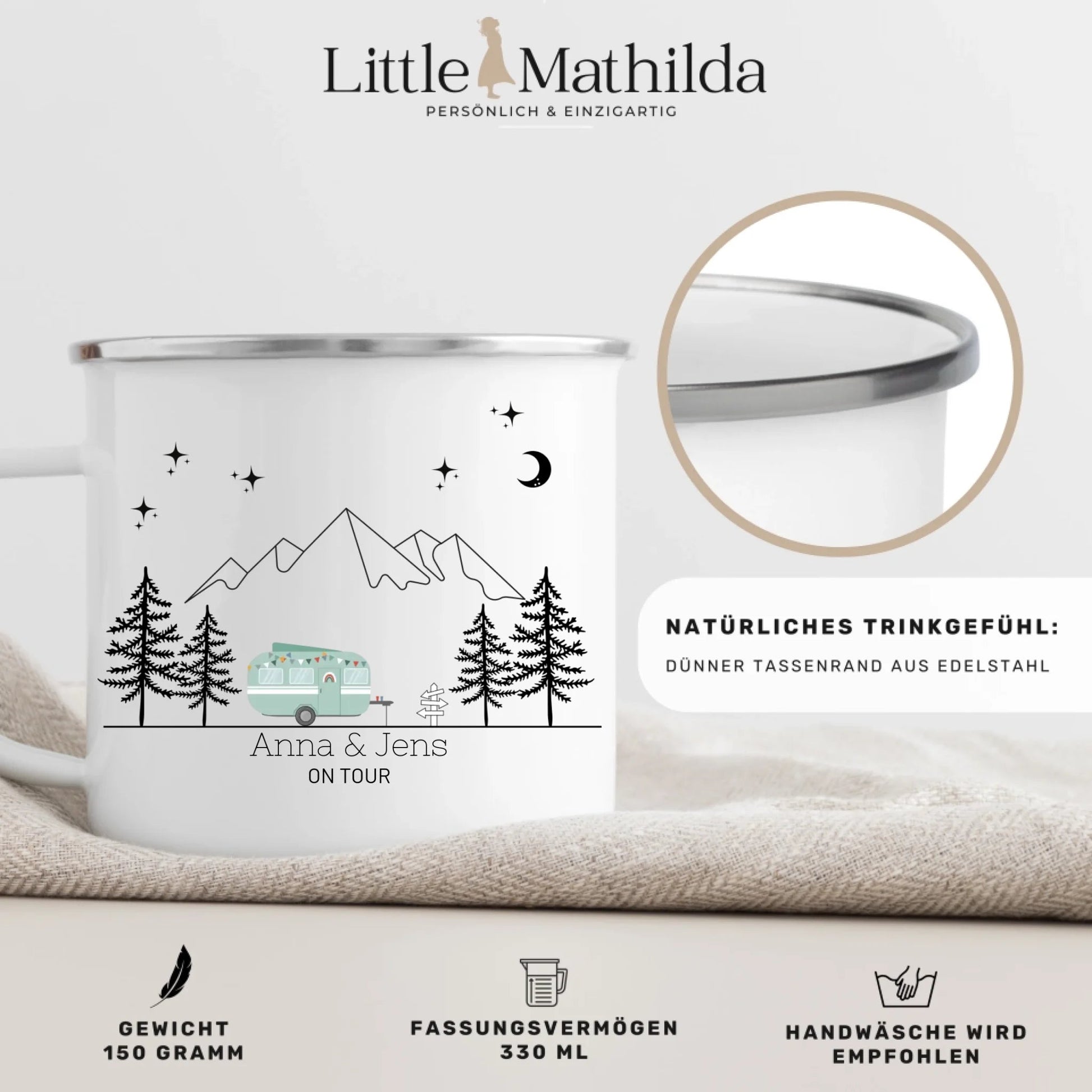 Emaille Tasse "Grüner Hippie" Little Mathilda Little Mathilda Emaille Tasse