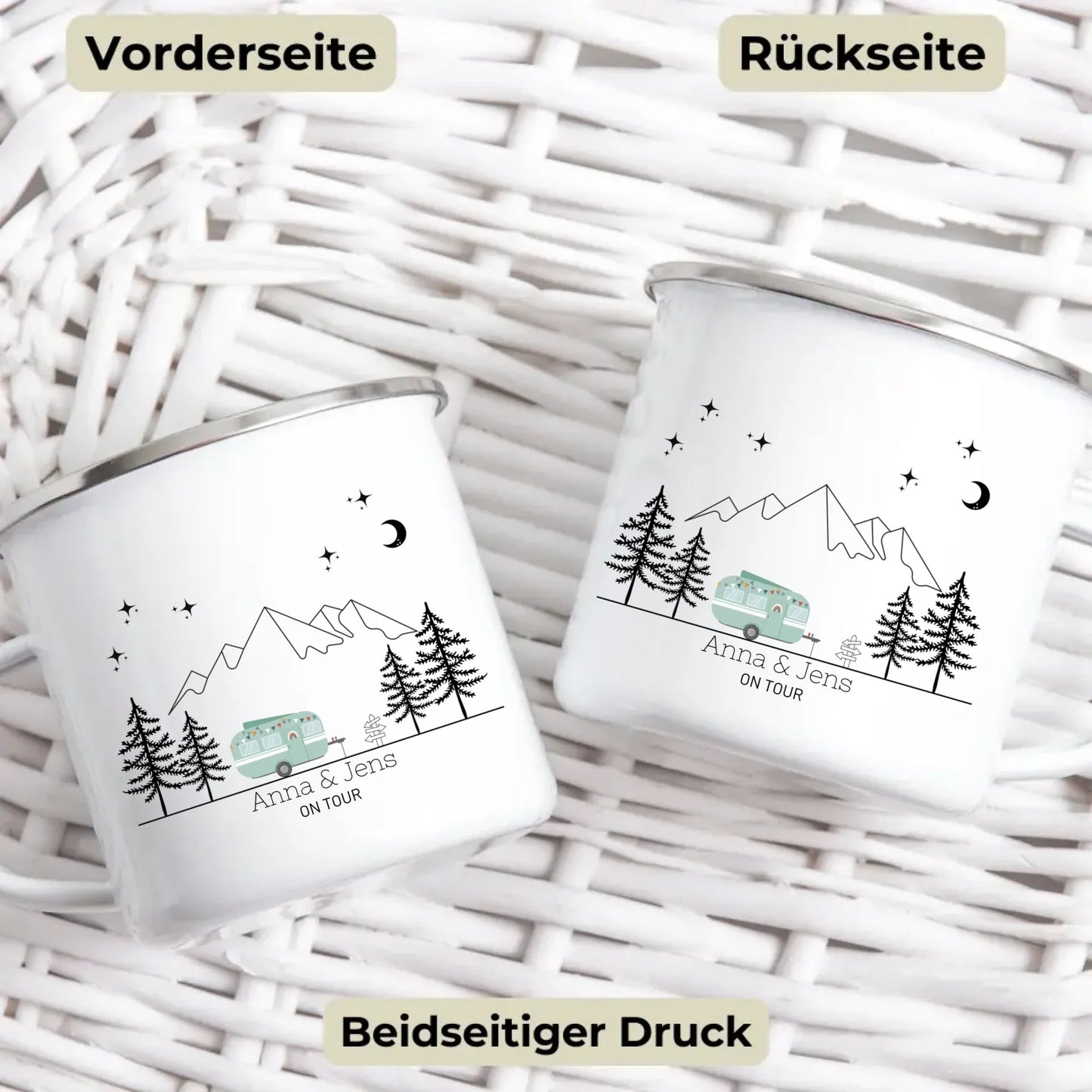 Emaille Tasse "Grüner Hippie" Little Mathilda Little Mathilda Emaille Tasse