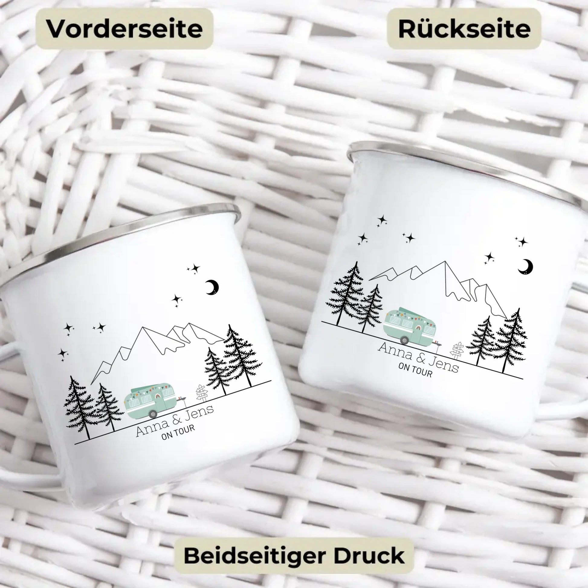 Emaille Tasse "Grüner Hippie" Little Mathilda Little Mathilda Emaille Tasse