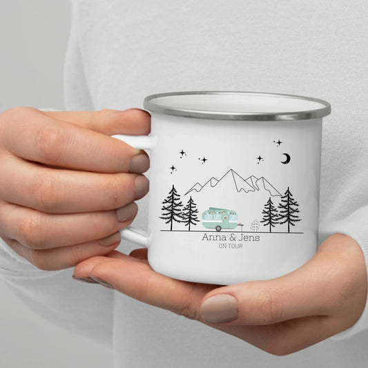 Emaille Tasse "Grüner Hippie" Little Mathilda Little Mathilda Emaille Tasse