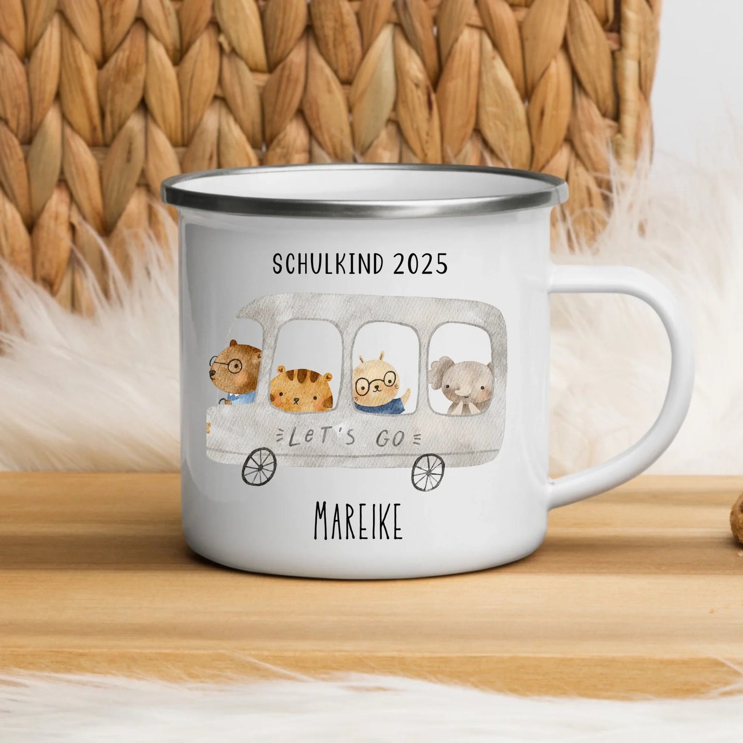 Emaille Tasse Schulkind 2025 - Tierischer Bus Little Mathilda Little Mathilda Emaille Tasse