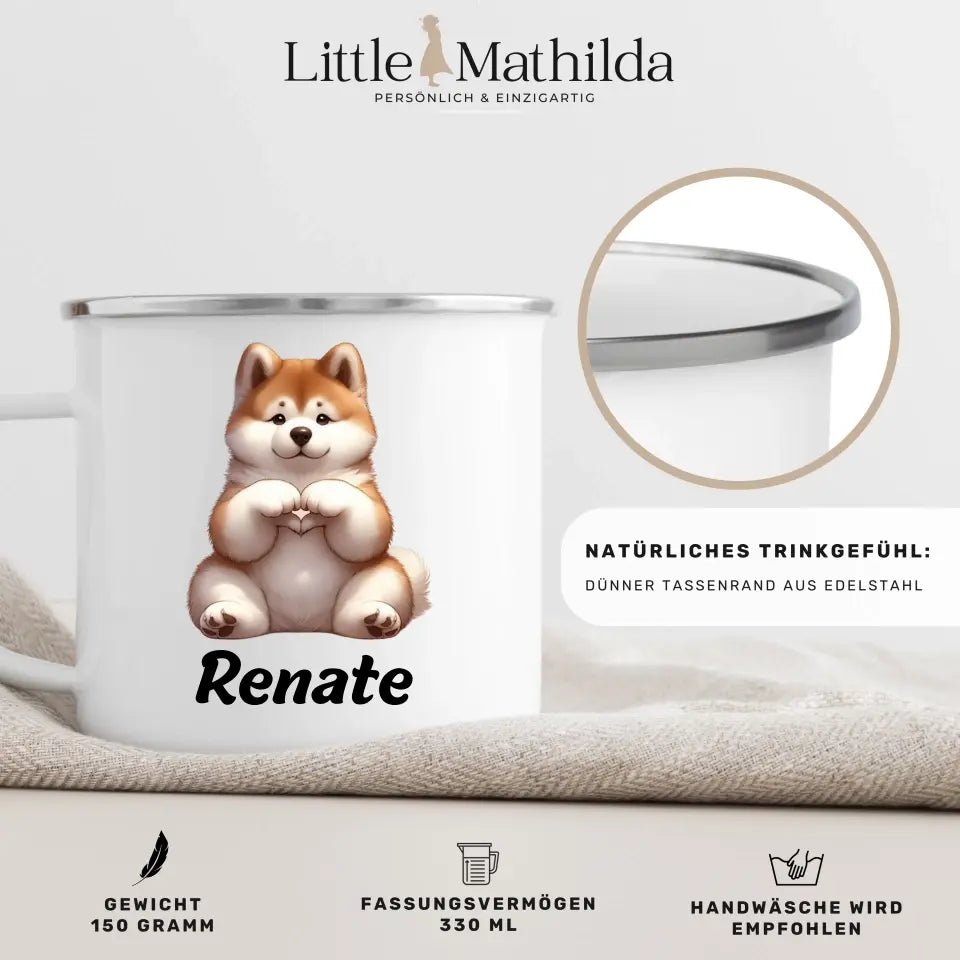 Hundetasse mit Namen Little Mathilda Little Mathilda Emaille Tasse