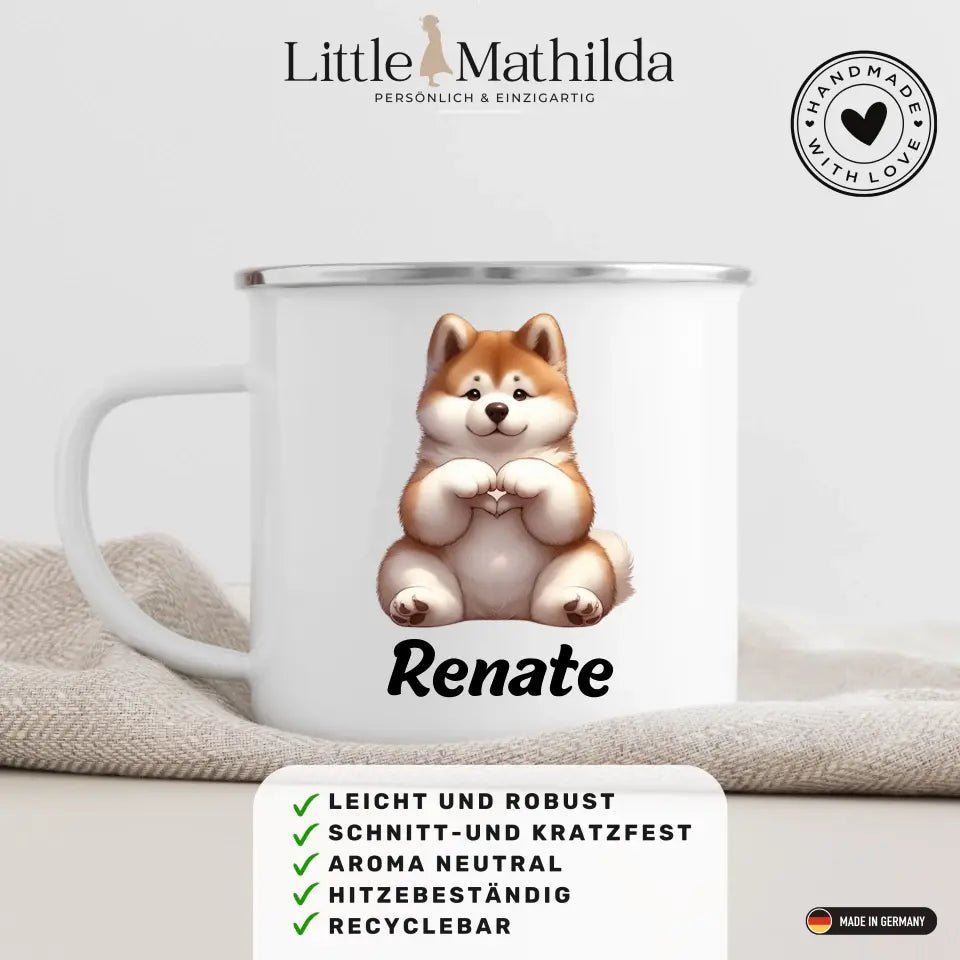 Hundetasse mit Namen Little Mathilda Little Mathilda Emaille Tasse