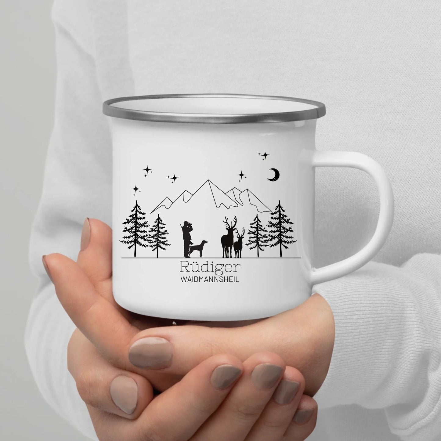 Jägertasse mit Hund und Hirsch Little Mathilda Little Mathilda Emaille Tasse