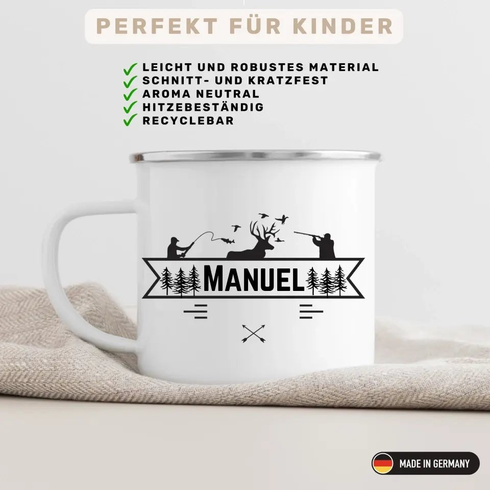 Jäger - und Angler Tasse mit Namen Little Mathilda Little Mathilda Emaille Tasse