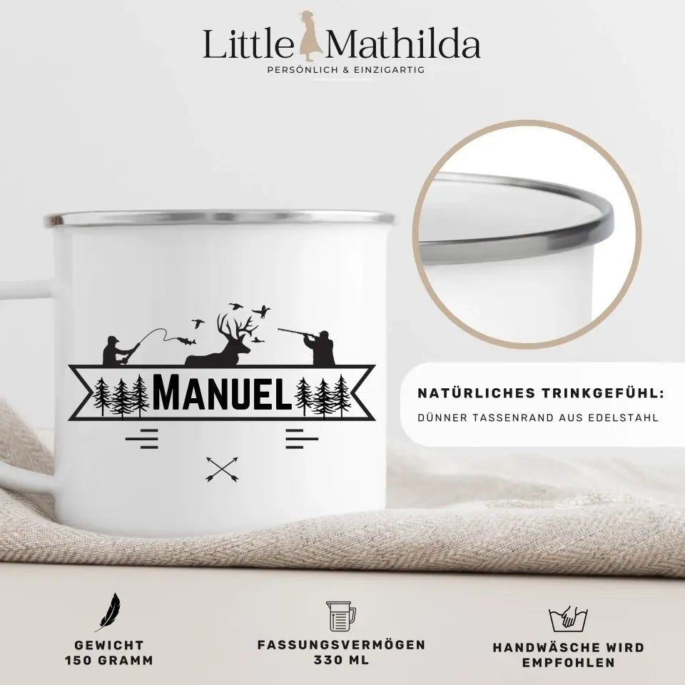 Jäger - und Angler Tasse mit Namen Little Mathilda Little Mathilda Emaille Tasse