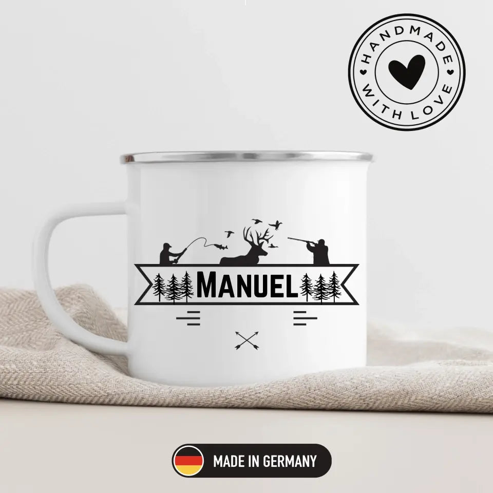 Jäger - und Angler Tasse mit Namen Little Mathilda Little Mathilda Emaille Tasse
