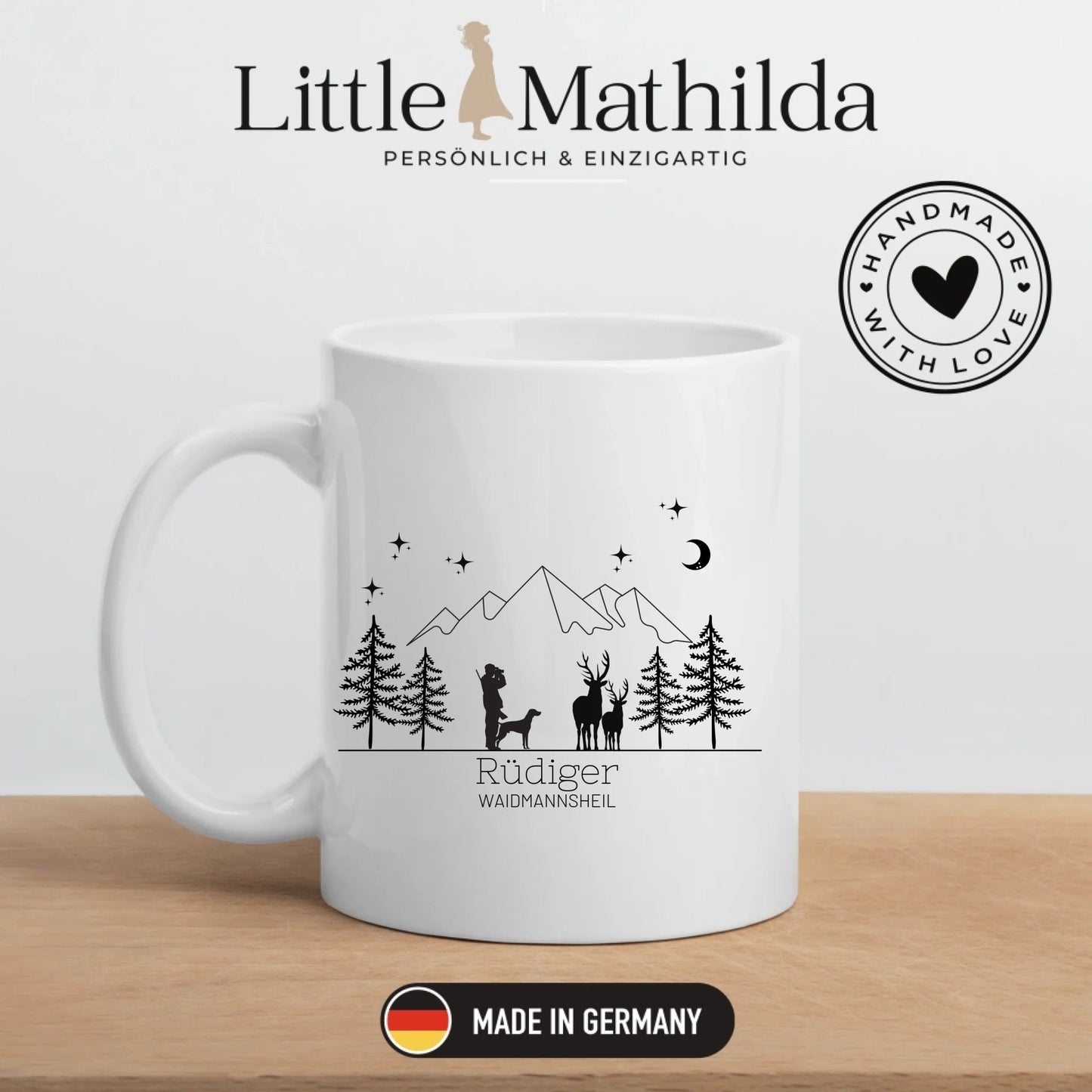 Jägertasse mit Hund und Hirsch Little Mathilda Little Mathilda Emaille Tasse