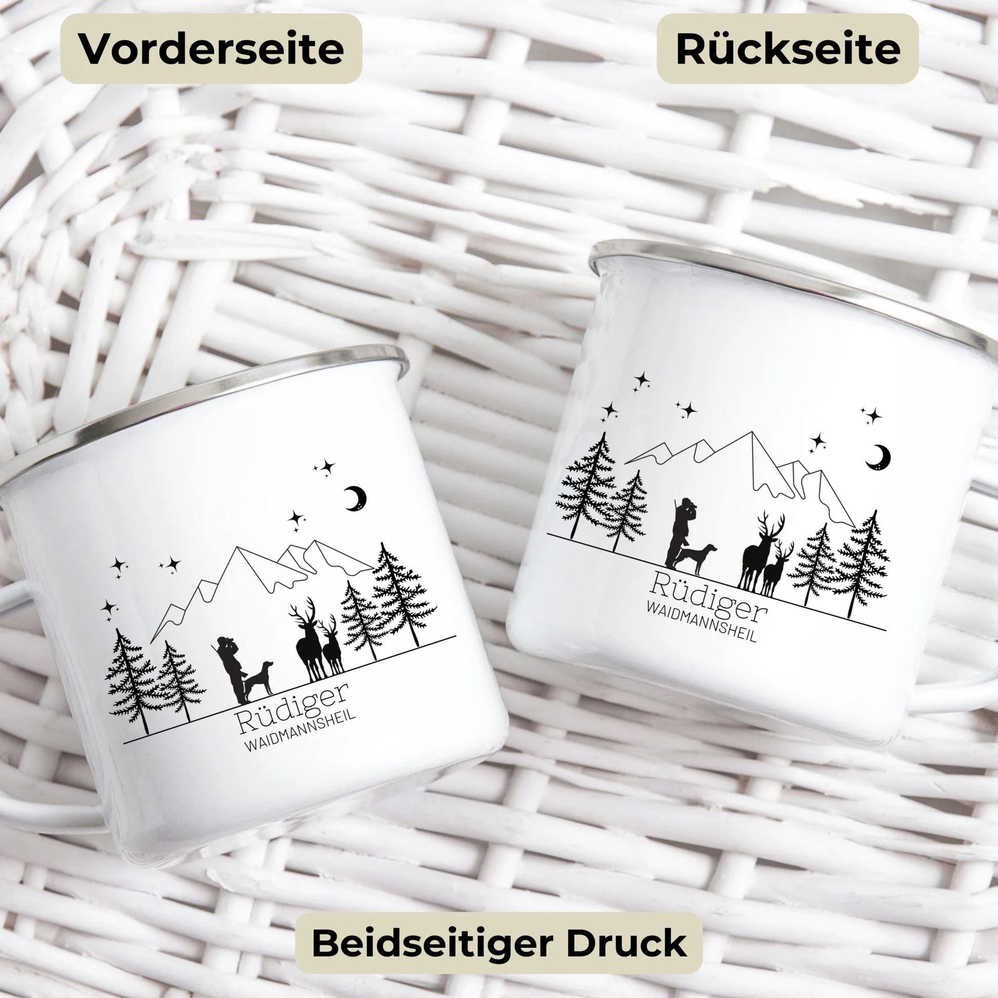 Jägertasse mit Hund und Hirsch Little Mathilda Little Mathilda Emaille Tasse