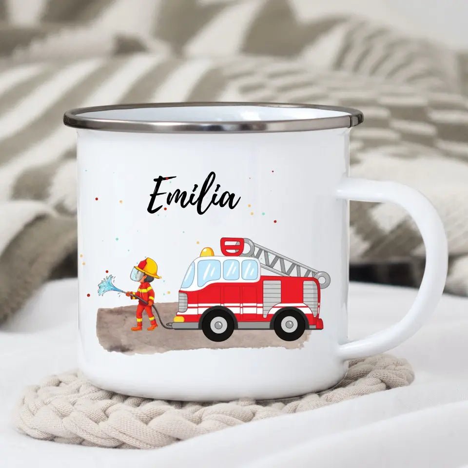 Kindertasse Feuerwehrmann Little Mathilda Little Mathilda Emaille Tasse