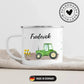 Kindertasse grüner Traktor Little Mathilda Little Mathilda Emaille Tasse