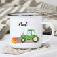 Kindertasse Traktor im Heu Little Mathilda Little Mathilda Emaille Tasse