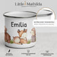Kindertasse Waldtiere mit Namen Little Mathilda Little Mathilda Emaille Tasse