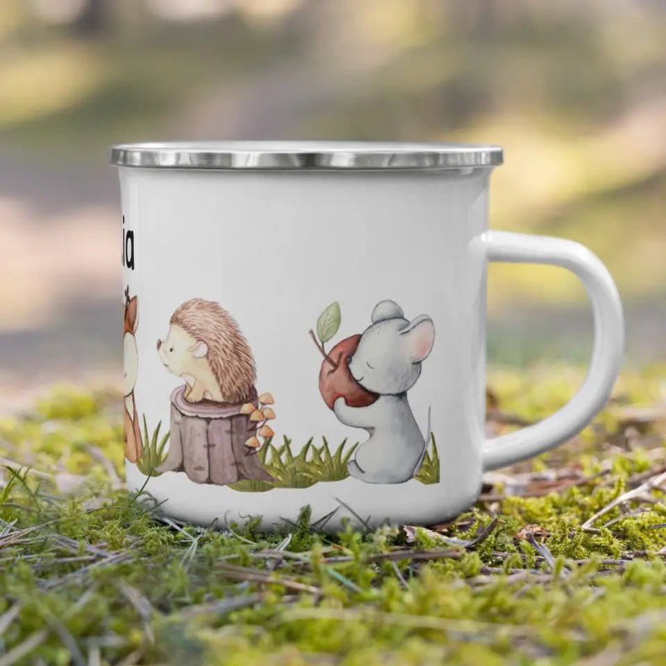Kindertasse Waldtiere mit Namen Little Mathilda Little Mathilda Emaille Tasse