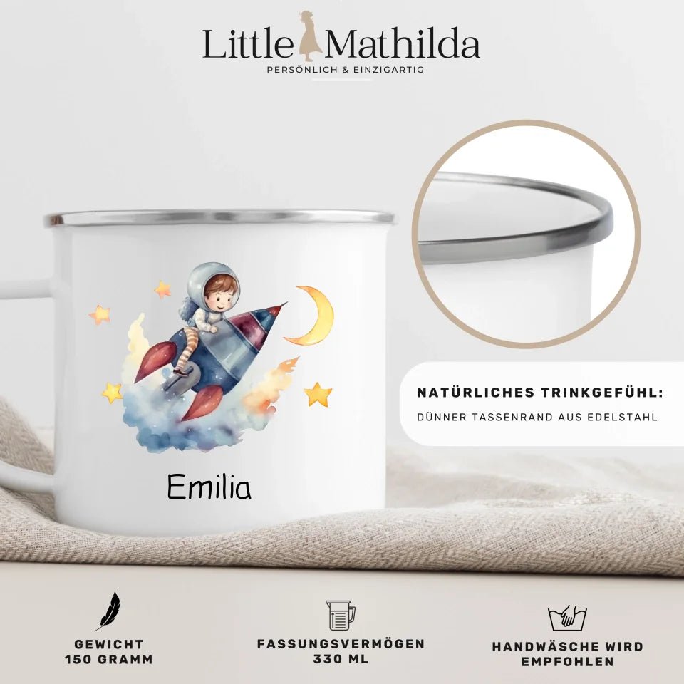 Mondflieger Rakete Little Mathilda Little Mathilda Emaille Tasse