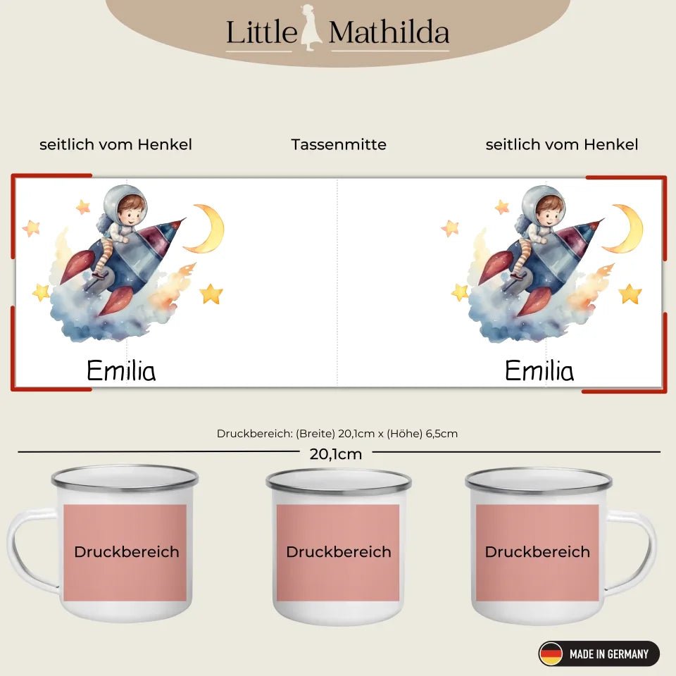 Mondflieger Rakete Little Mathilda Little Mathilda Emaille Tasse