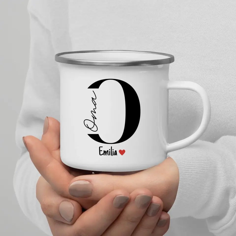 Oma - Tasse mit Namen der Enkelkinder Little Mathilda Little Mathilda Emaille Tasse