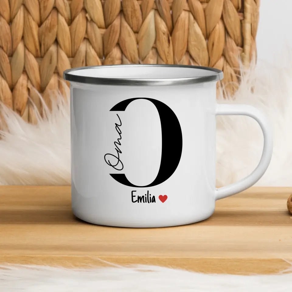Oma - Tasse mit Namen der Enkelkinder Little Mathilda Little Mathilda Emaille Tasse