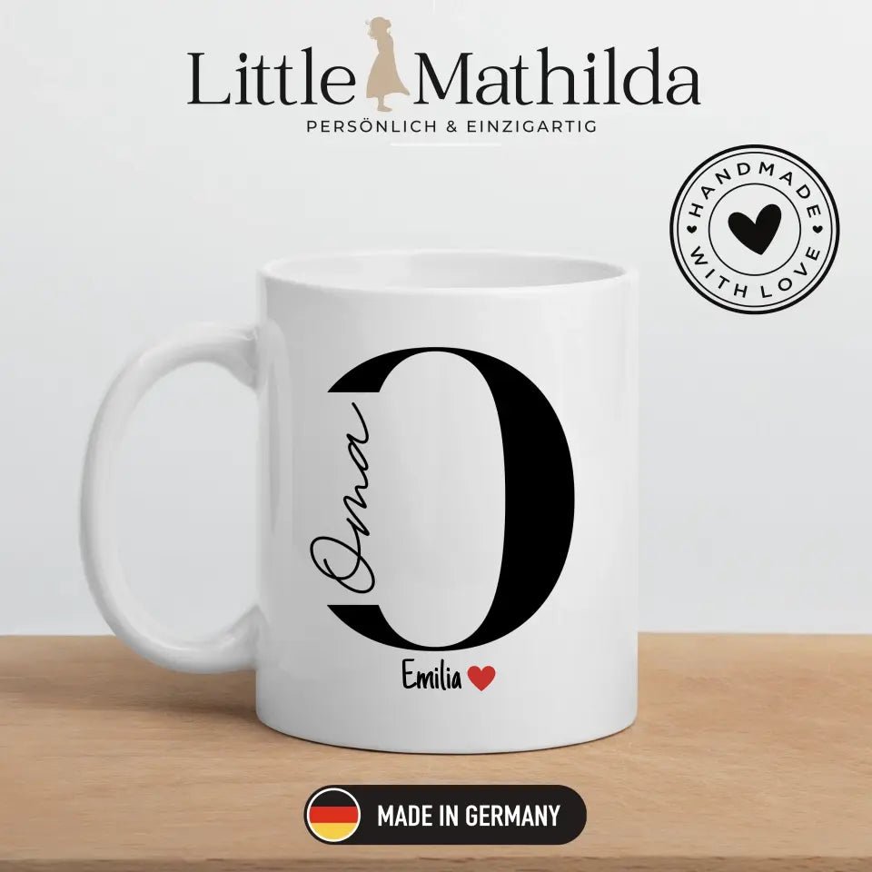 Oma - Tasse mit Namen der Enkelkinder Little Mathilda Little Mathilda Emaille Tasse