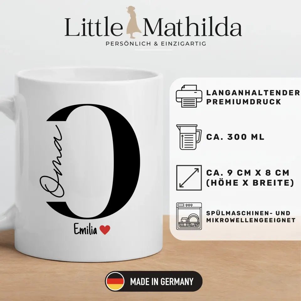 Oma - Tasse mit Namen der Enkelkinder Little Mathilda Little Mathilda Emaille Tasse