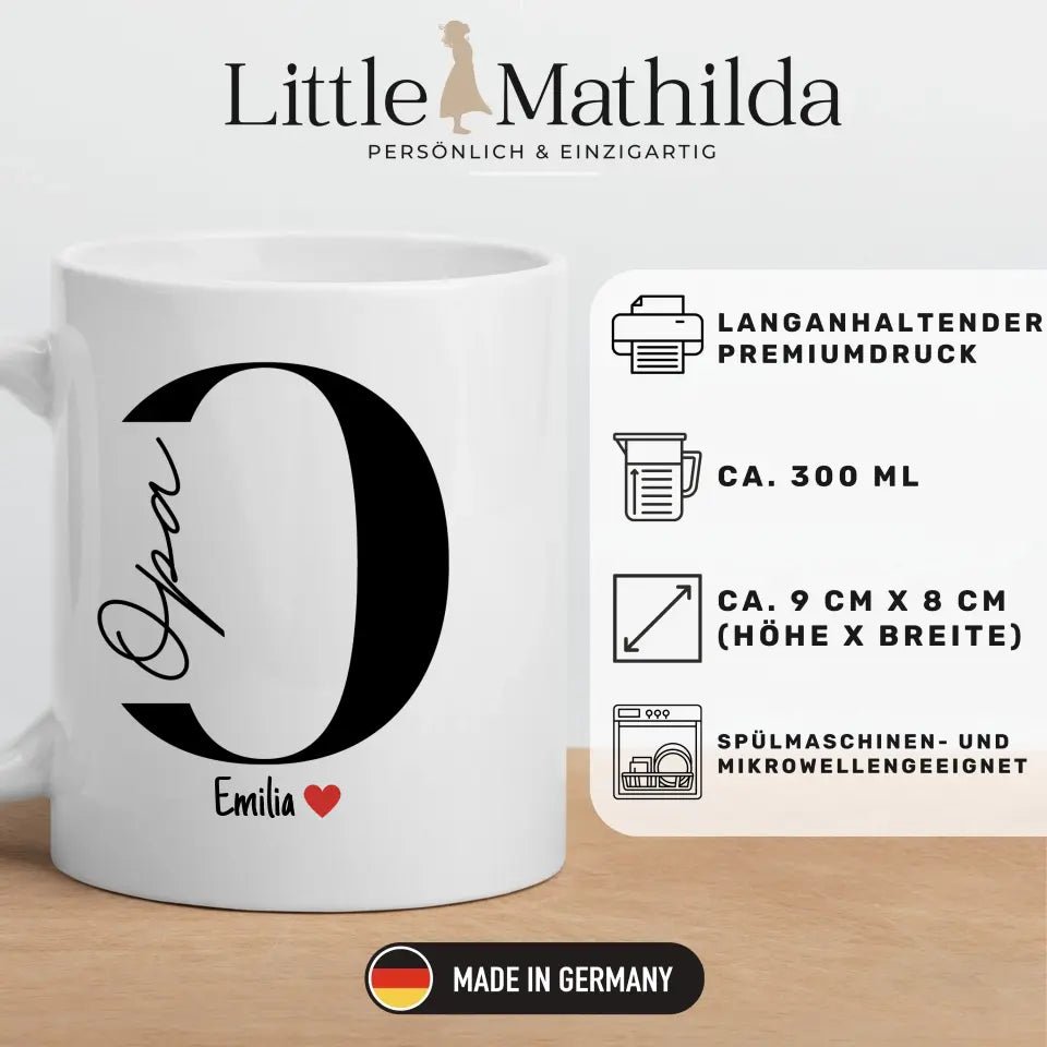 Opa - Tasse mit Namen der Enkelkinder Little Mathilda Little Mathilda Emaille Tasse