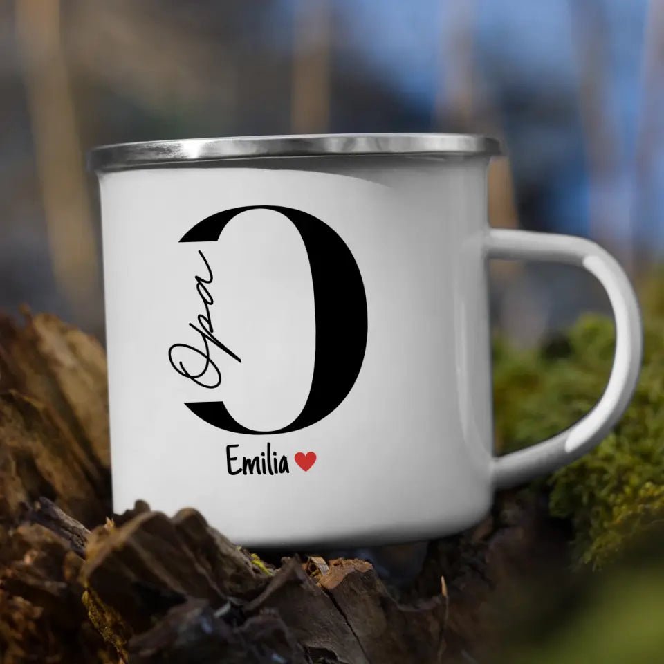 Opa - Tasse mit Namen der Enkelkinder Little Mathilda Little Mathilda Emaille Tasse