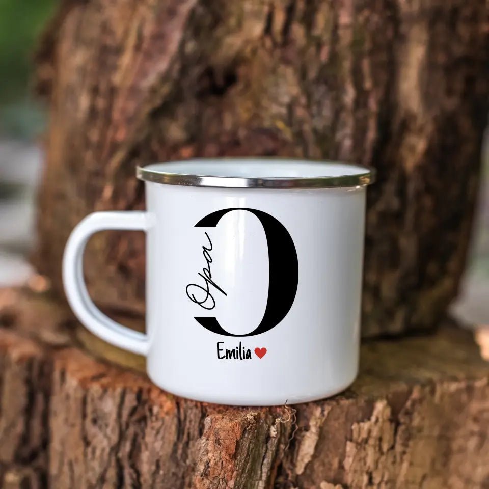 Opa - Tasse mit Namen der Enkelkinder Little Mathilda Little Mathilda Emaille Tasse