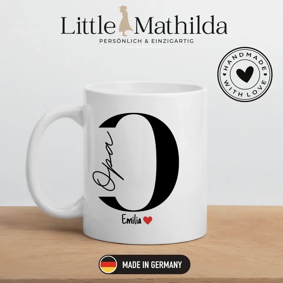 Opa - Tasse mit Namen der Enkelkinder Little Mathilda Little Mathilda Emaille Tasse