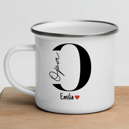 Opa - Tasse mit Namen der Enkelkinder Little Mathilda Little Mathilda Emaille Tasse