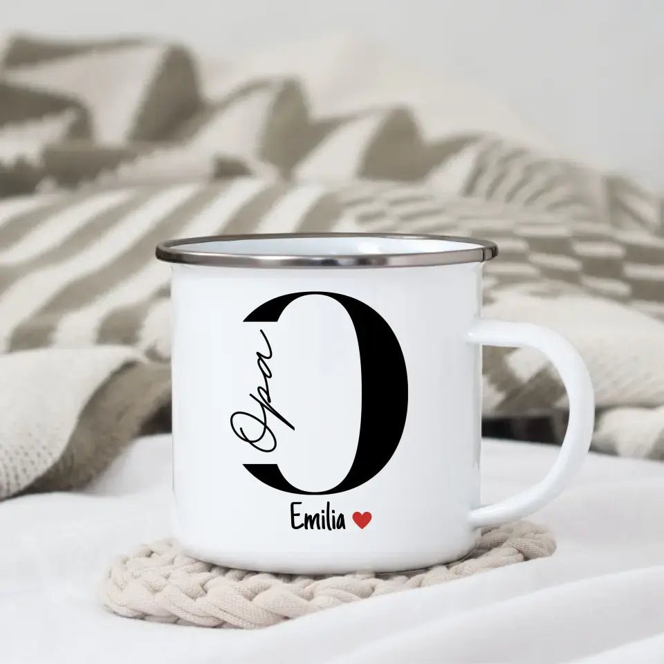 Opa - Tasse mit Namen der Enkelkinder Little Mathilda Little Mathilda Emaille Tasse