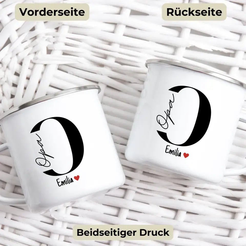 Opa - Tasse mit Namen der Enkelkinder Little Mathilda Little Mathilda Emaille Tasse