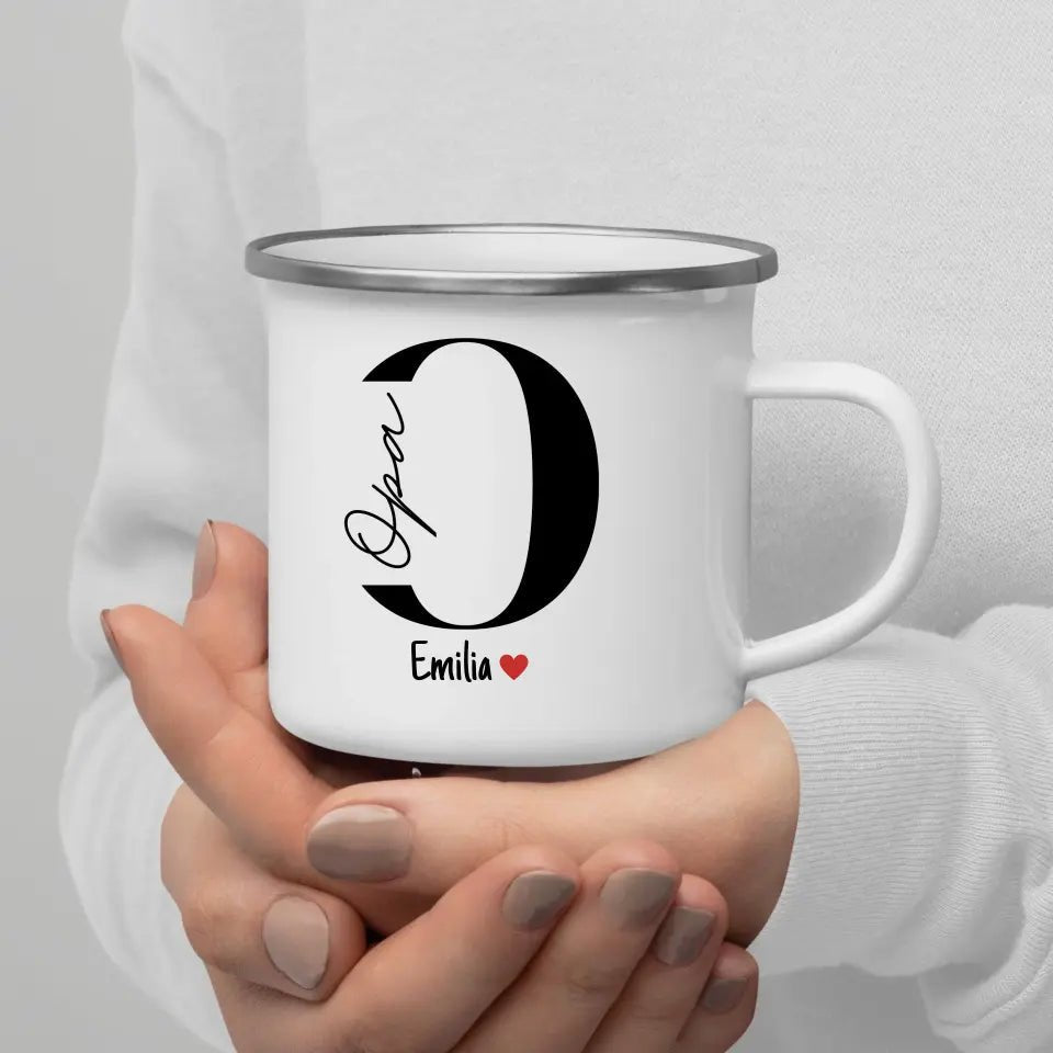 Opa - Tasse mit Namen der Enkelkinder Little Mathilda Little Mathilda Emaille Tasse